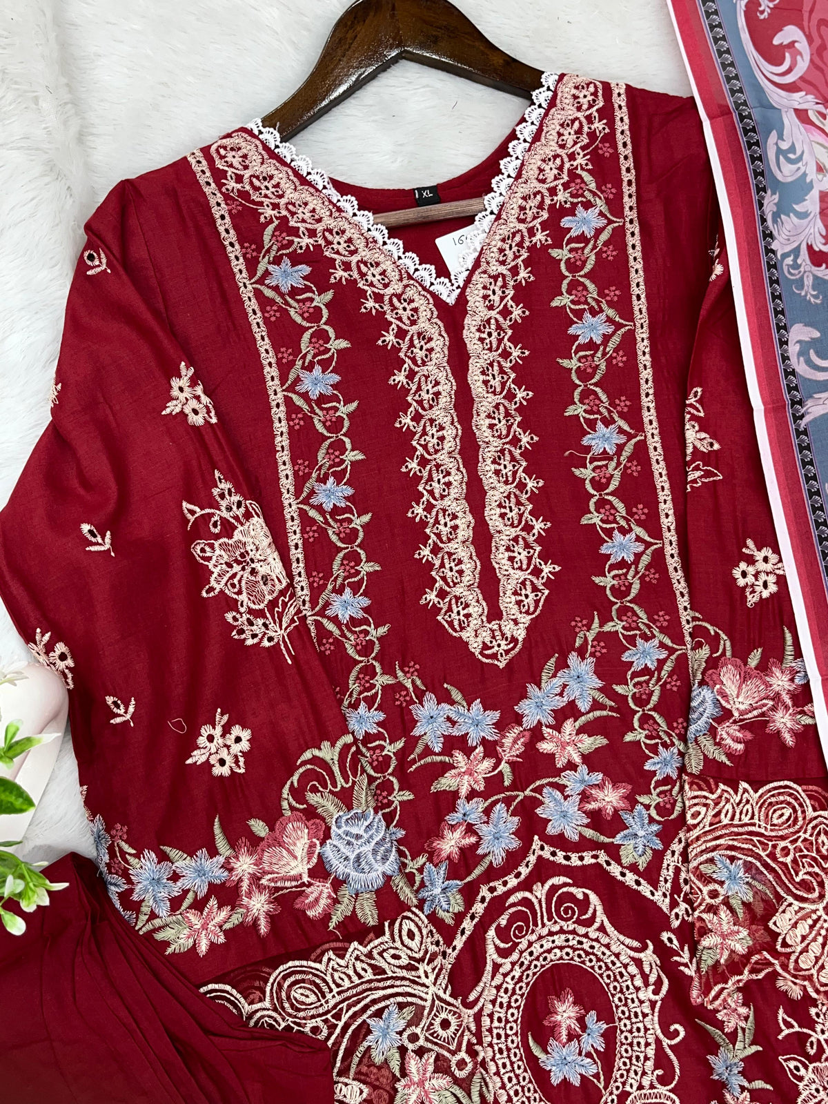 1378 Pakistani Lawn Suit - Red