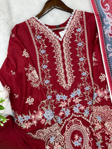 1378 Pakistani Lawn Suit - Red