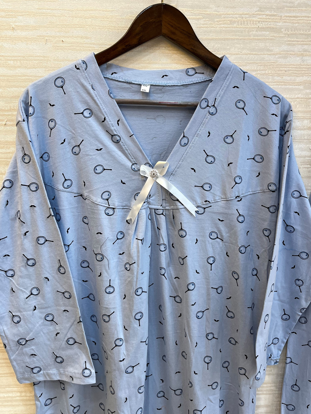 1447 Korean Bow Night Wear - Ice Blue