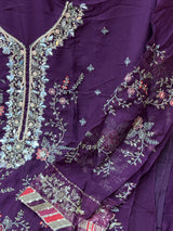 1439 Maria-B Unstitched Partywear - Plum