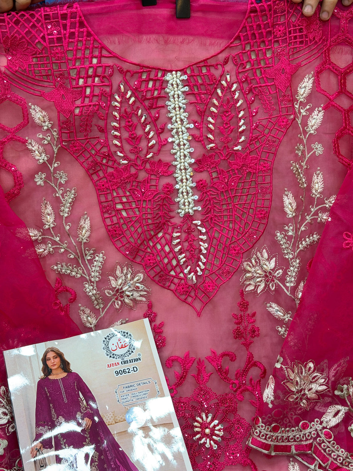 1437 Pakistani Unstitched Partywear - Pink