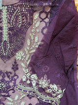 1437 Pakistani Unstitched Partywear - Purple