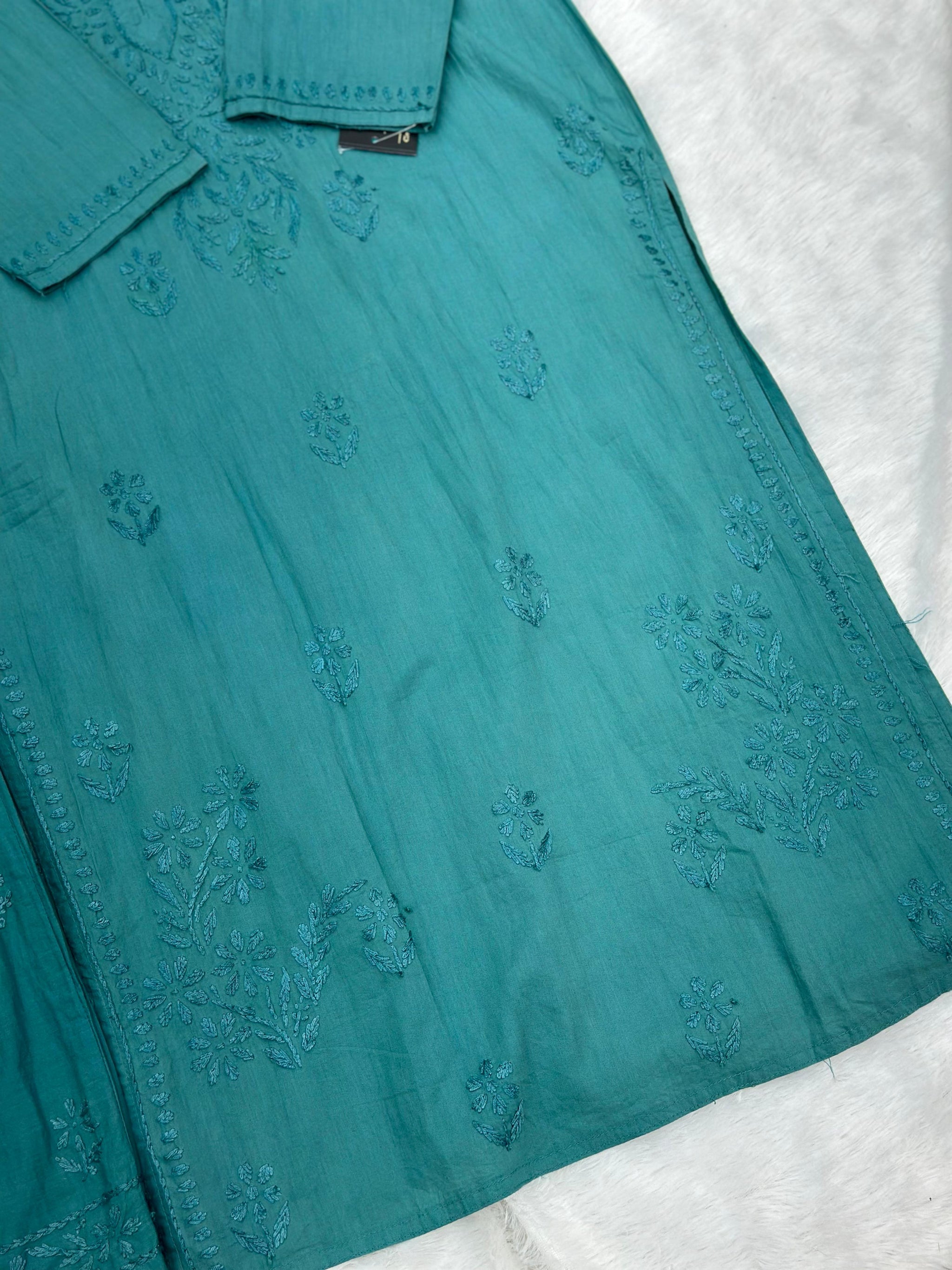 693 Lucknowi Palazzo Set - Turquoise Blue