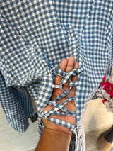 1209 Korean Gingham Gown - Denim Blue