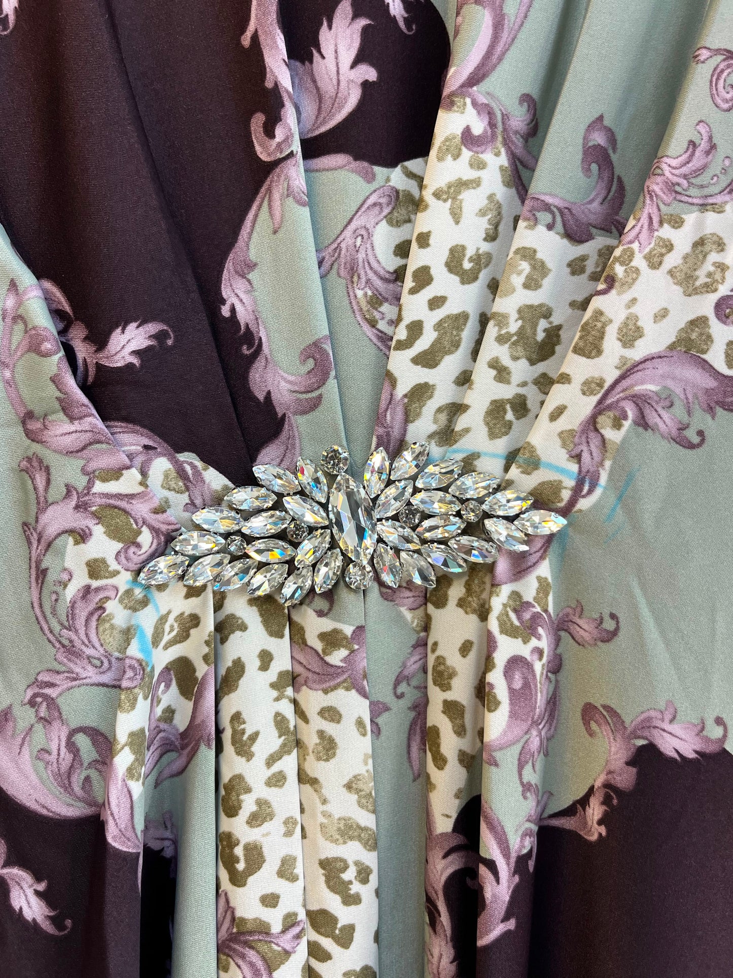 1099 Floral Kaftan Coord Set - Sage Green
