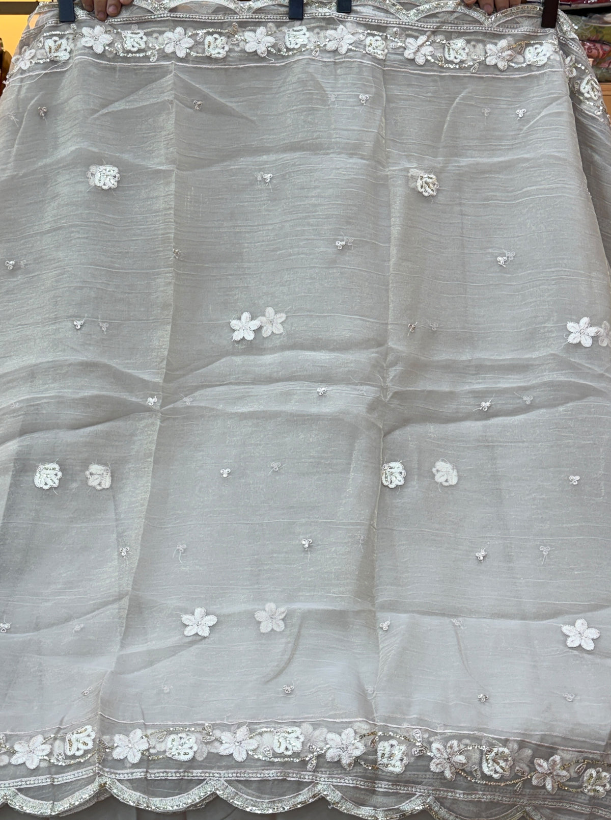 1438 Pakistani Unstitched Partywear - Beige
