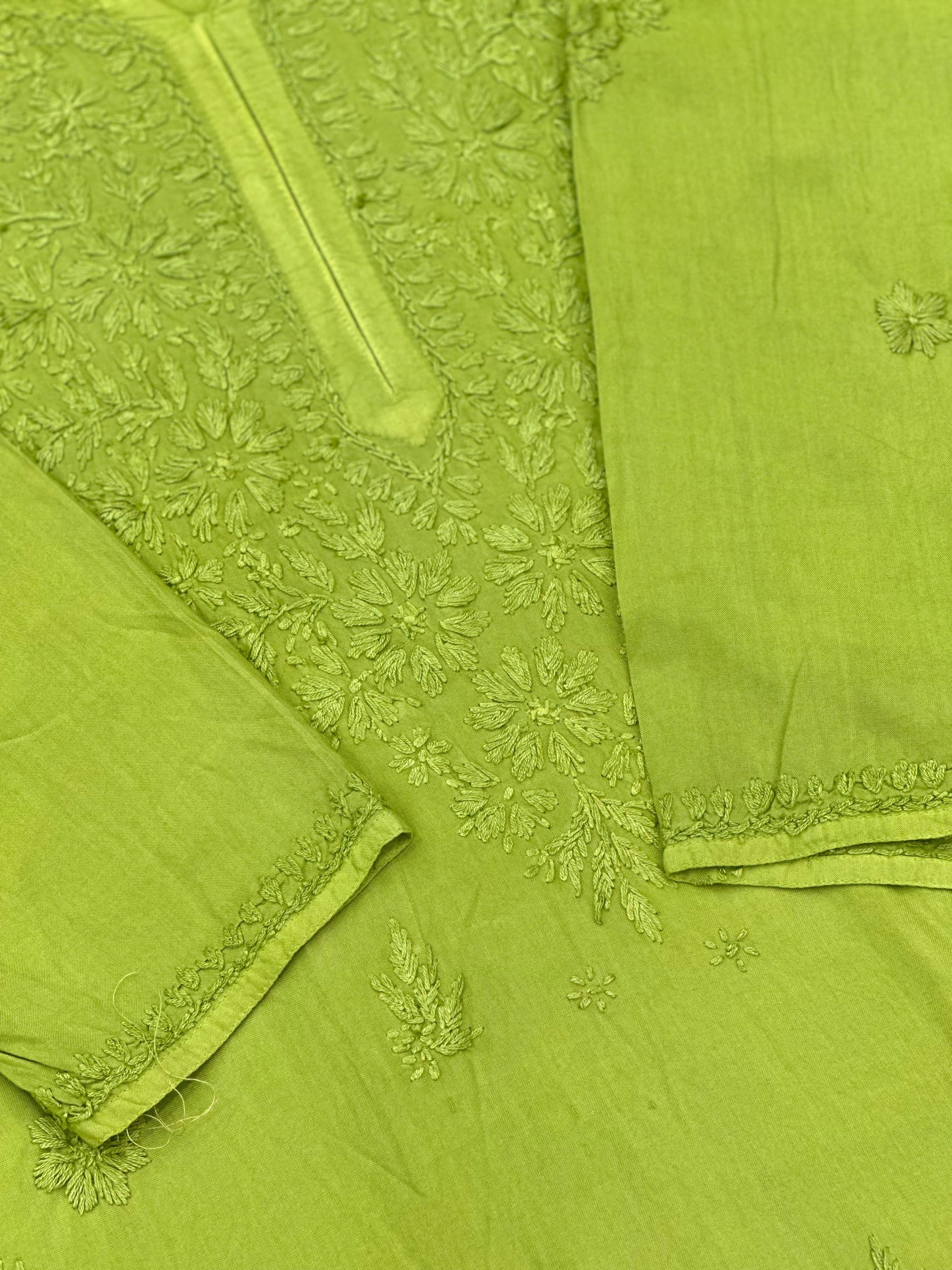 693 Lucknowi Palazzo Set - Parrot Green