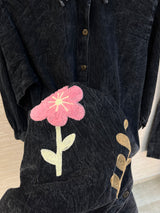 1195 Denim Crochet Coord Set - Black