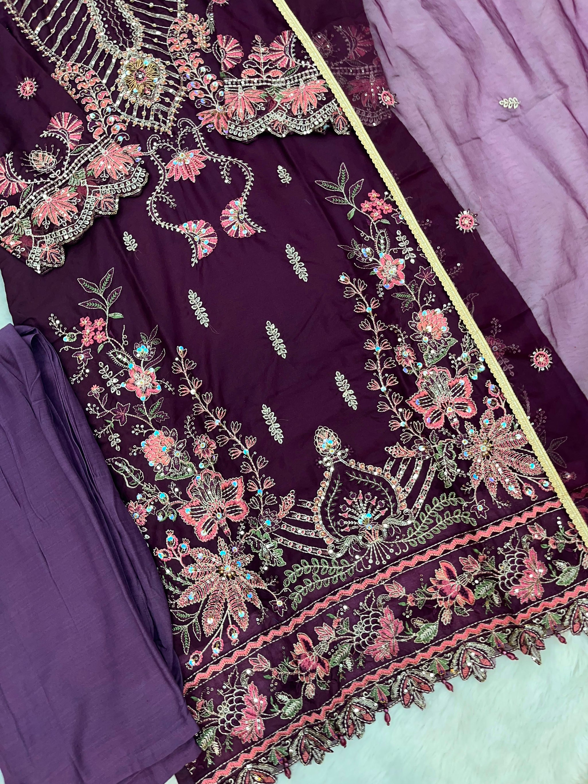 1146 Premium Pakistani Partywear - Burgundy
