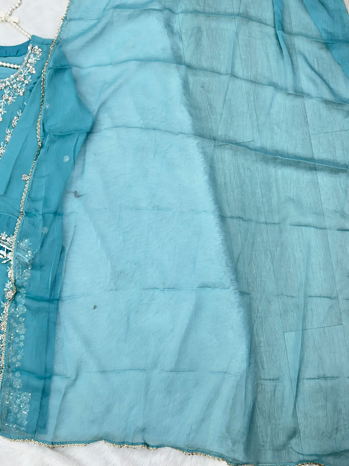 1429 Heavy Pakistani Partywear - Teal Blue