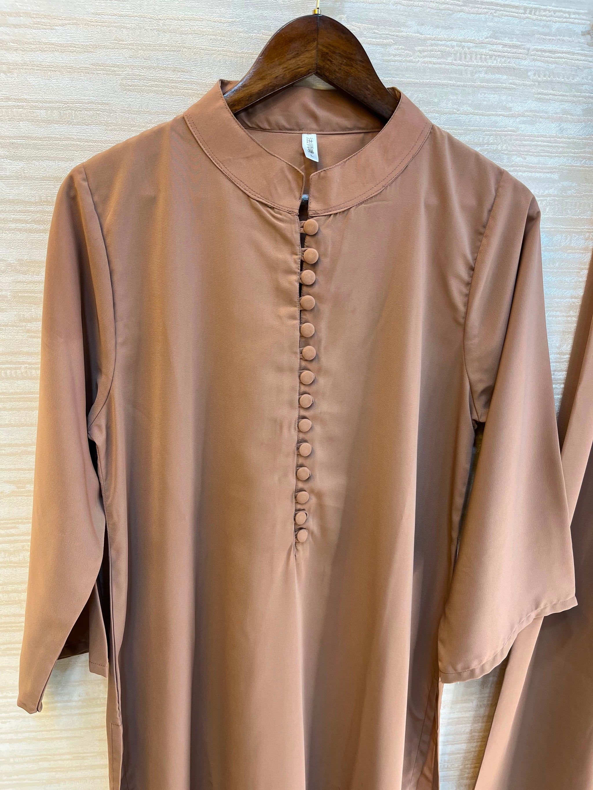 1062 Modest Mandarin Coord Set - Coffee