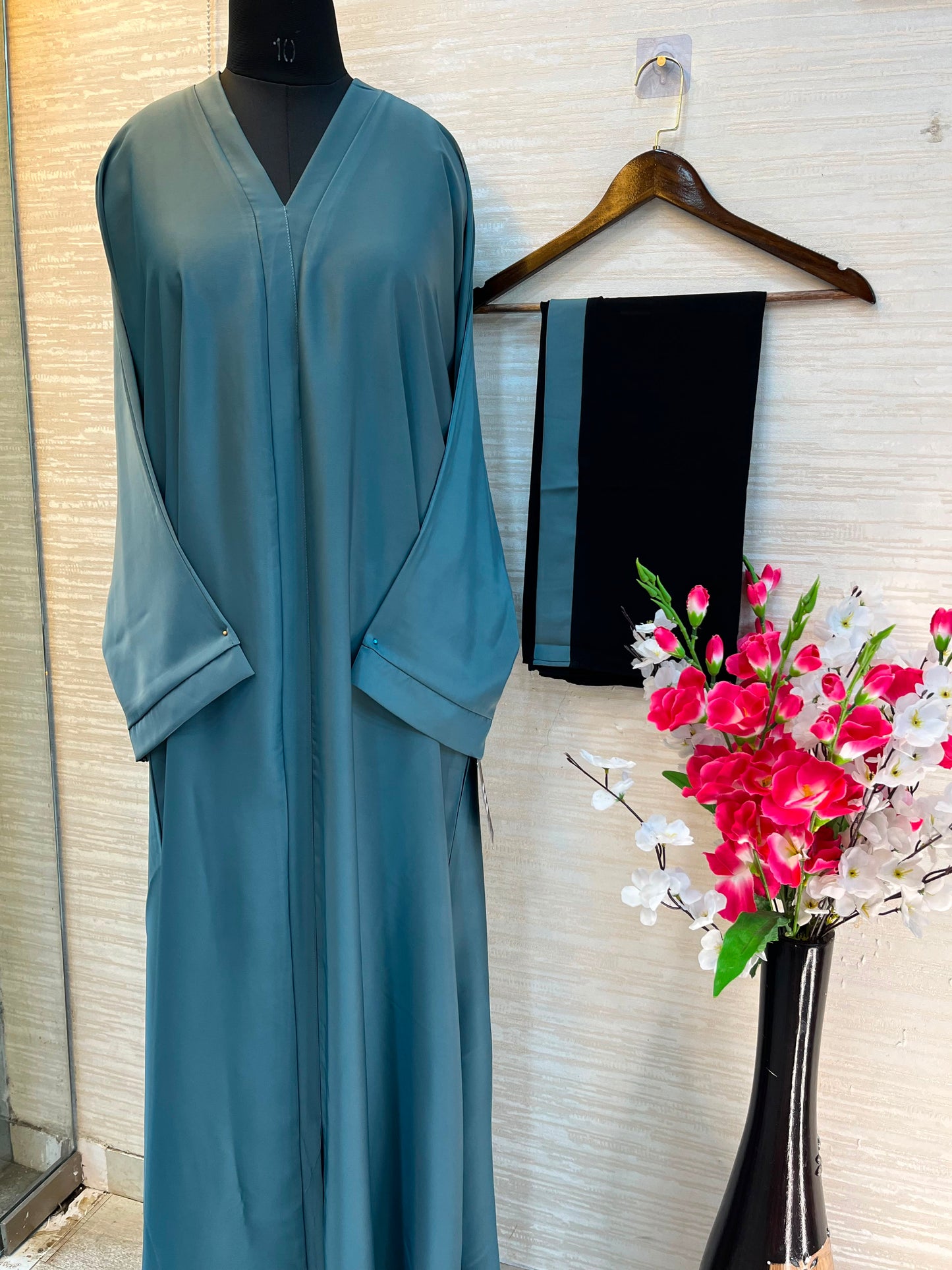 1112 The Premium Abaya - Teal Blue