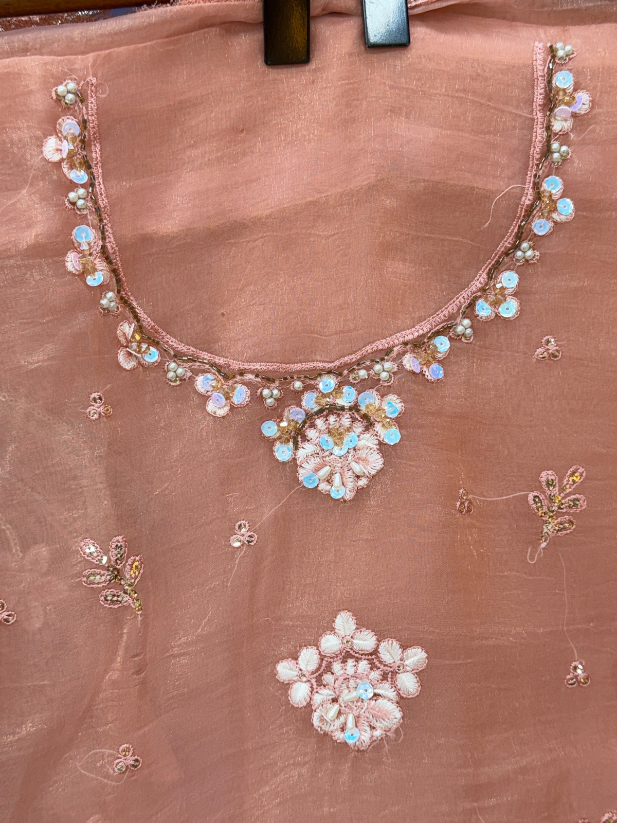 1438 Pakistani Unstitched Partywear - Peach