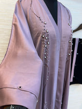 334 Midnight Pearl Embellished Abaya Set - Lavender