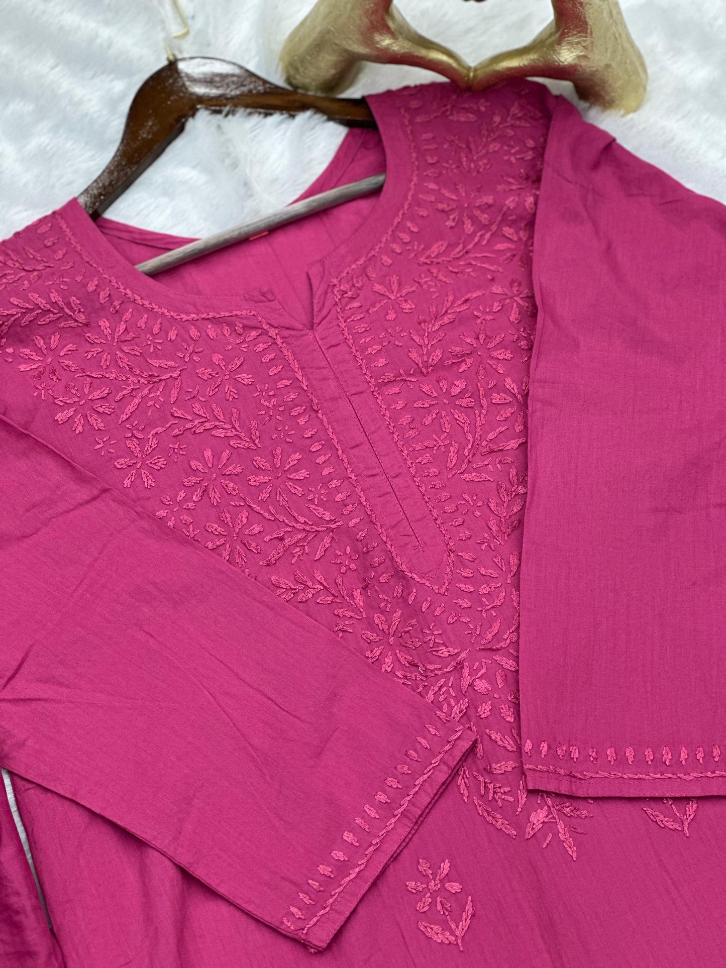 693 Lucknowi Palazzo Set - Magenta Pink