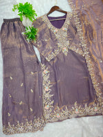 1204 Floral Hand-Work Partywear - Mauve