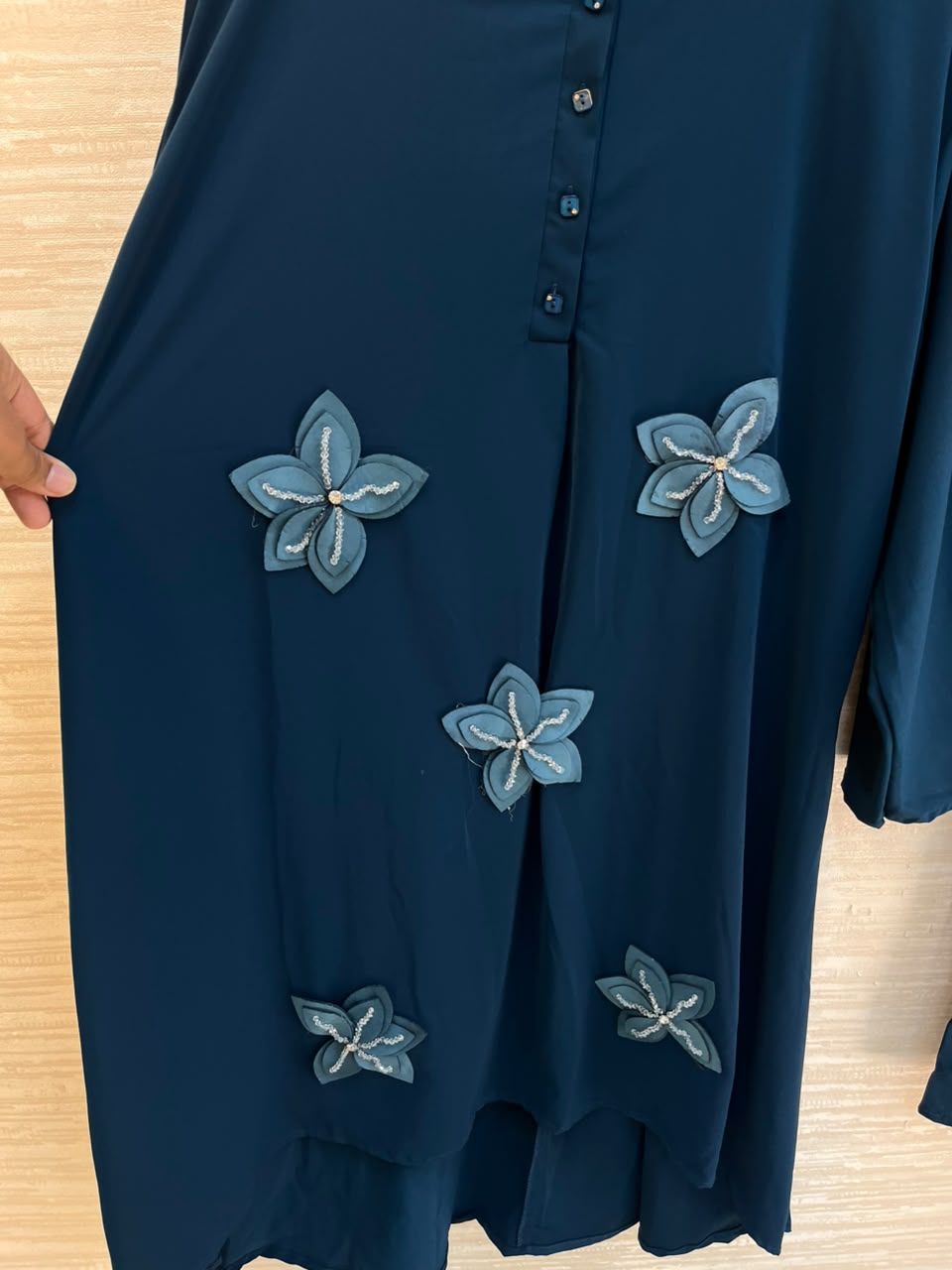 1202 Floral Patch Work Coord Set - Teal Blue