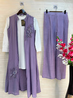 1191 Embroidered Shrug Coord Set - Lavender
