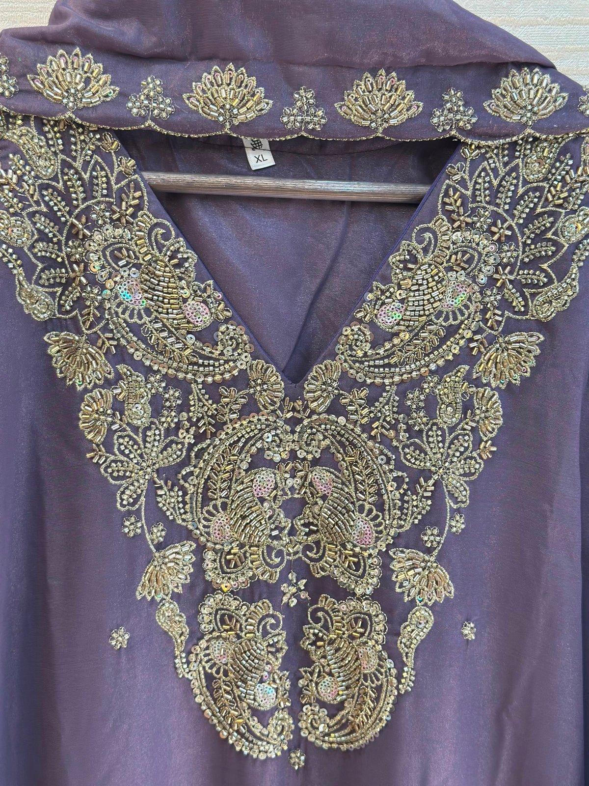 1204 Floral Hand-Work Partywear - Purple