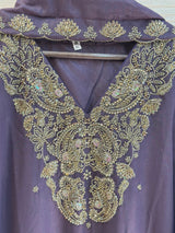 1204 Floral Hand-Work Partywear - Purple