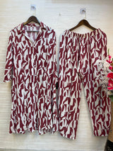 974 Floral Printed Coord-Set - Maroon