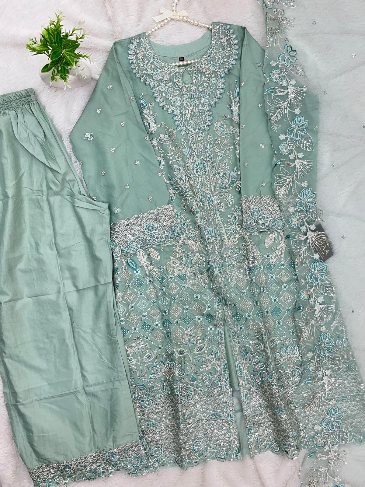 1430 Heavy Pakistani Partywear - Sky Blue