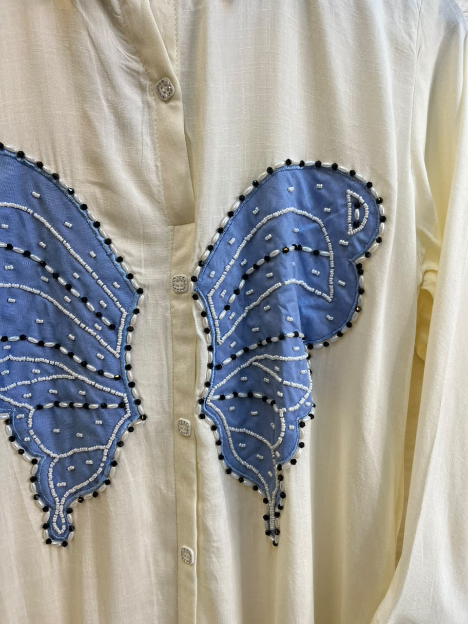 1190 Butterfly Linen Coord-Set - Cream
