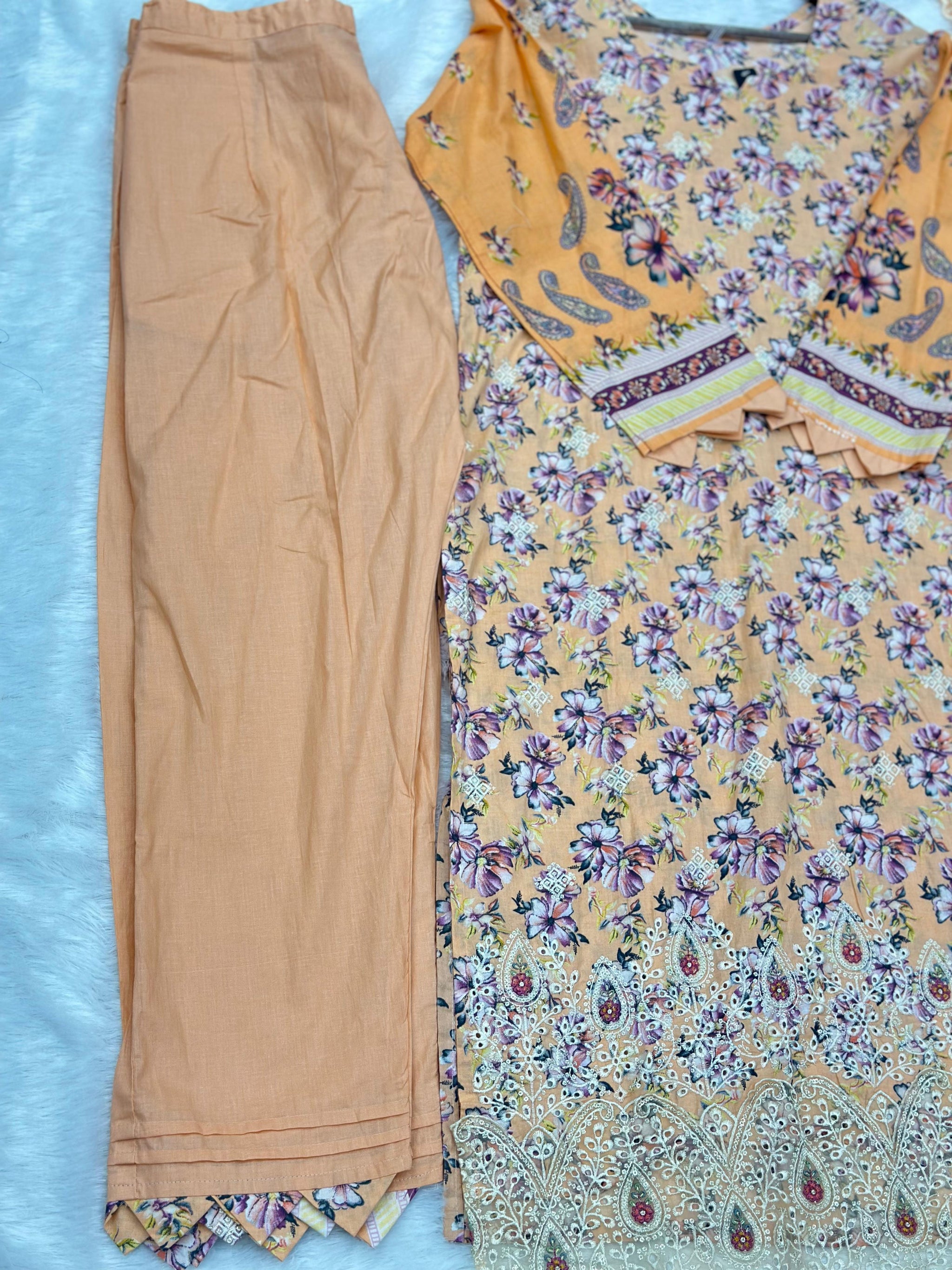 682 Pakistani Lawn Suit - Orange