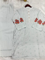 659 Premium Pakistani Lawn Cordset Set - Aqua