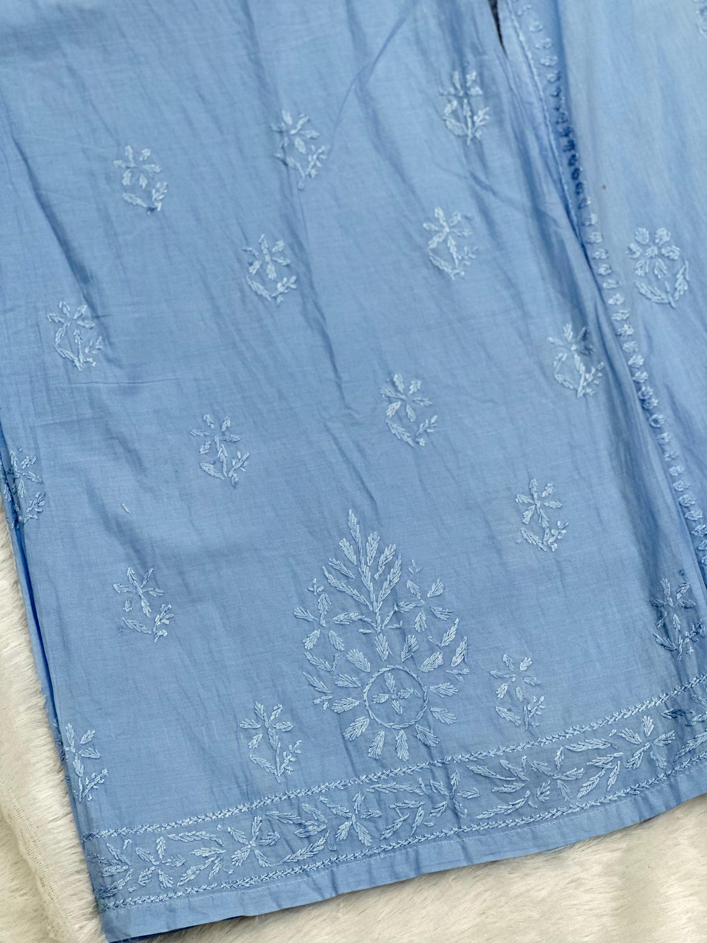 693 Lucknowi Palazzo Set - Powder Blue