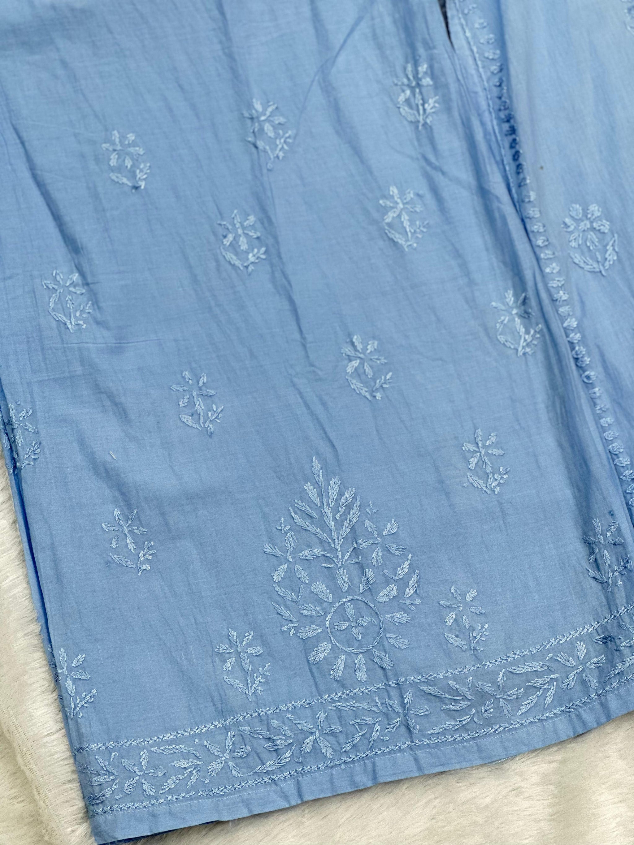 693 Lucknowi Palazzo Set - Powder Blue