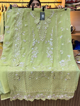 1446 Pakistani Unstitched Partywear - Pistachio