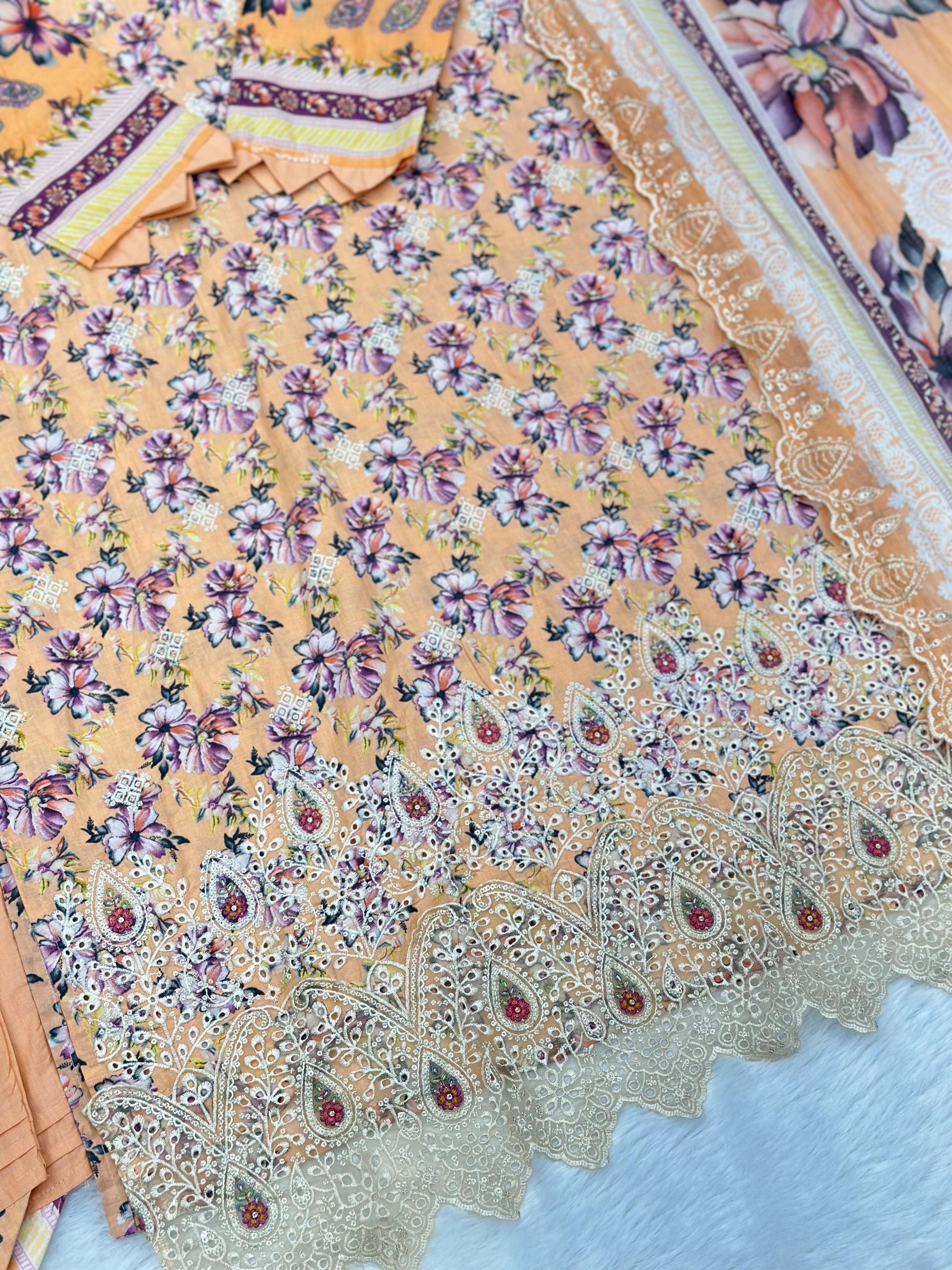 682 Pakistani Lawn Suit - Orange