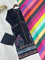 625 Premium Pakistani Lawn Suit - Black