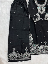 1204 Floral Hand-Work Partywear - Black