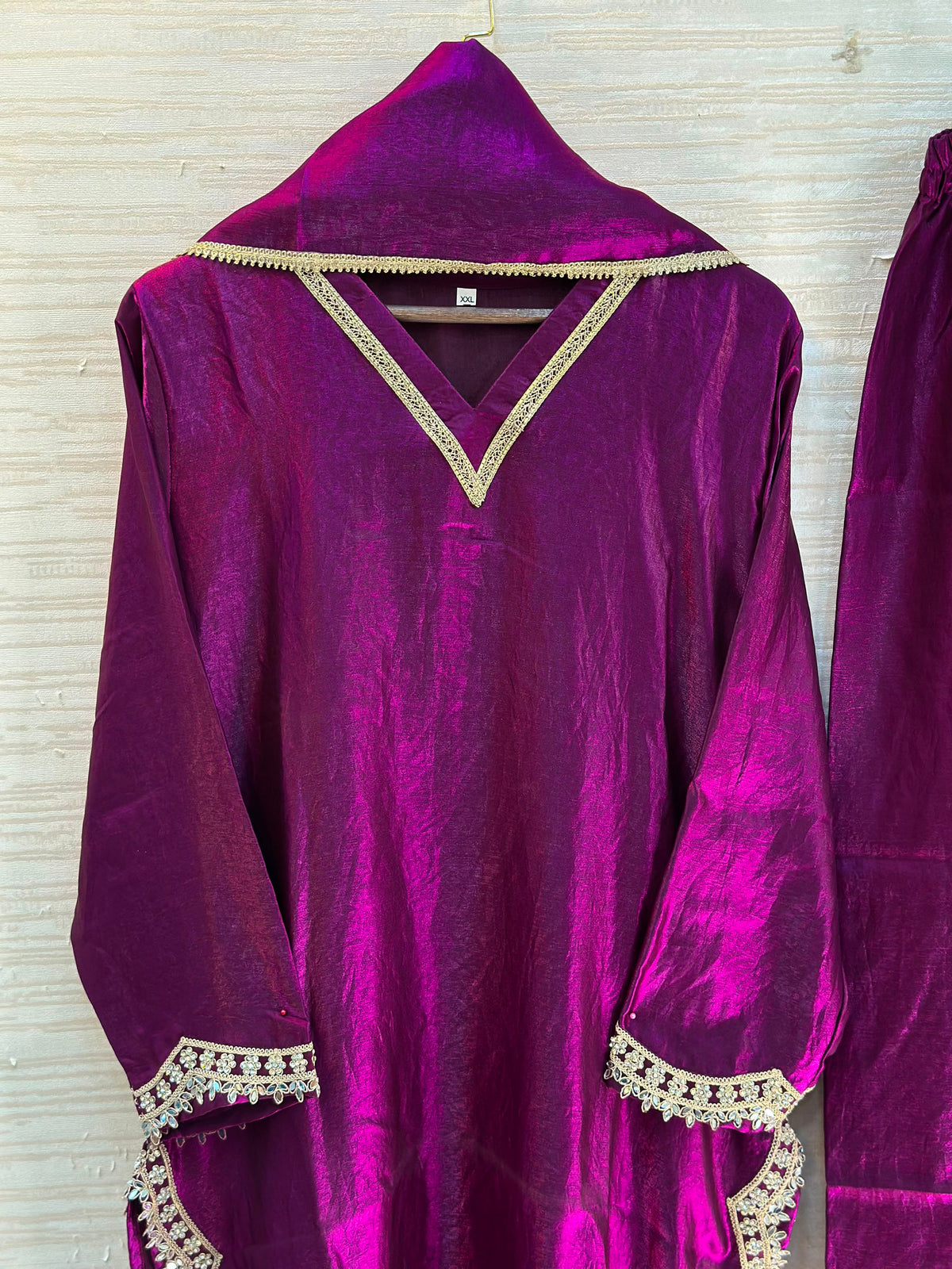 1204 Floral Hand-Work Partywear - Plum