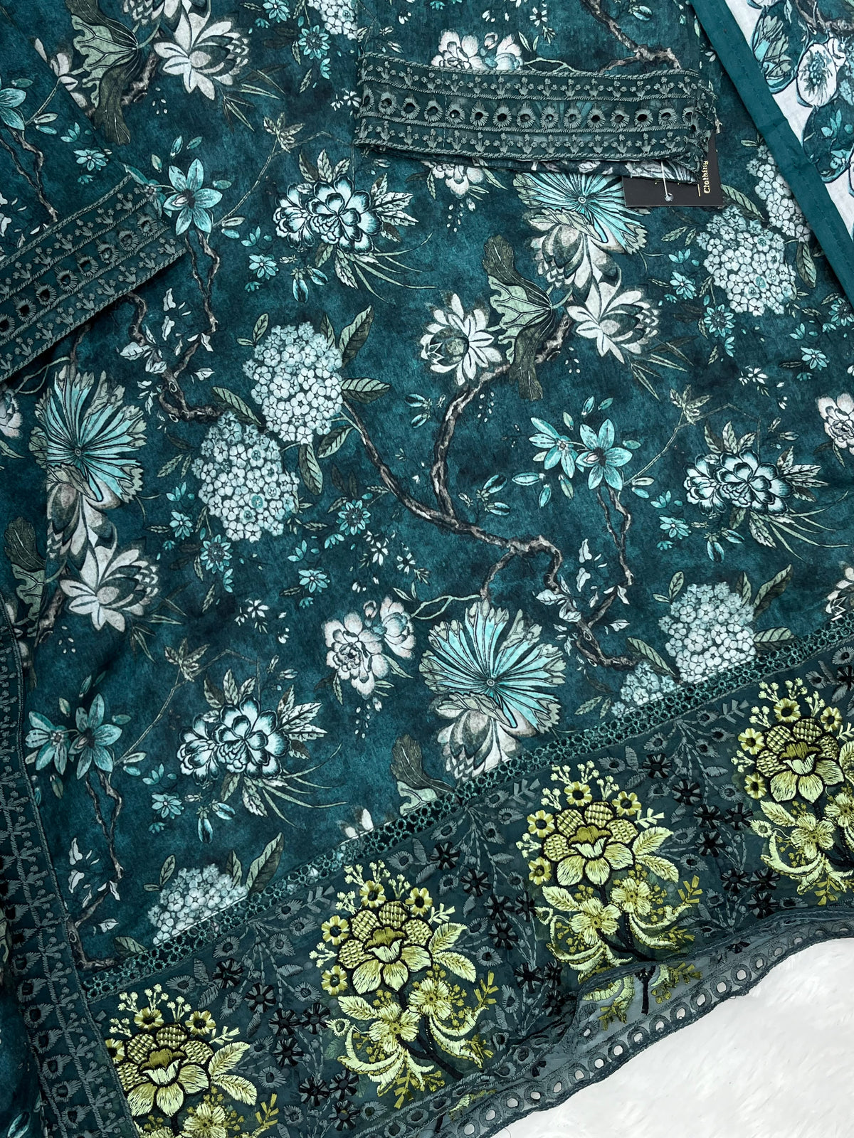 1424 Mausumery Foral Lawn Suit - Purple