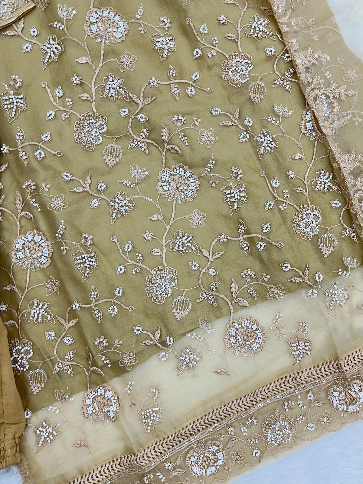 1432 Heavy Pakistani Partywear - Mehendi Green