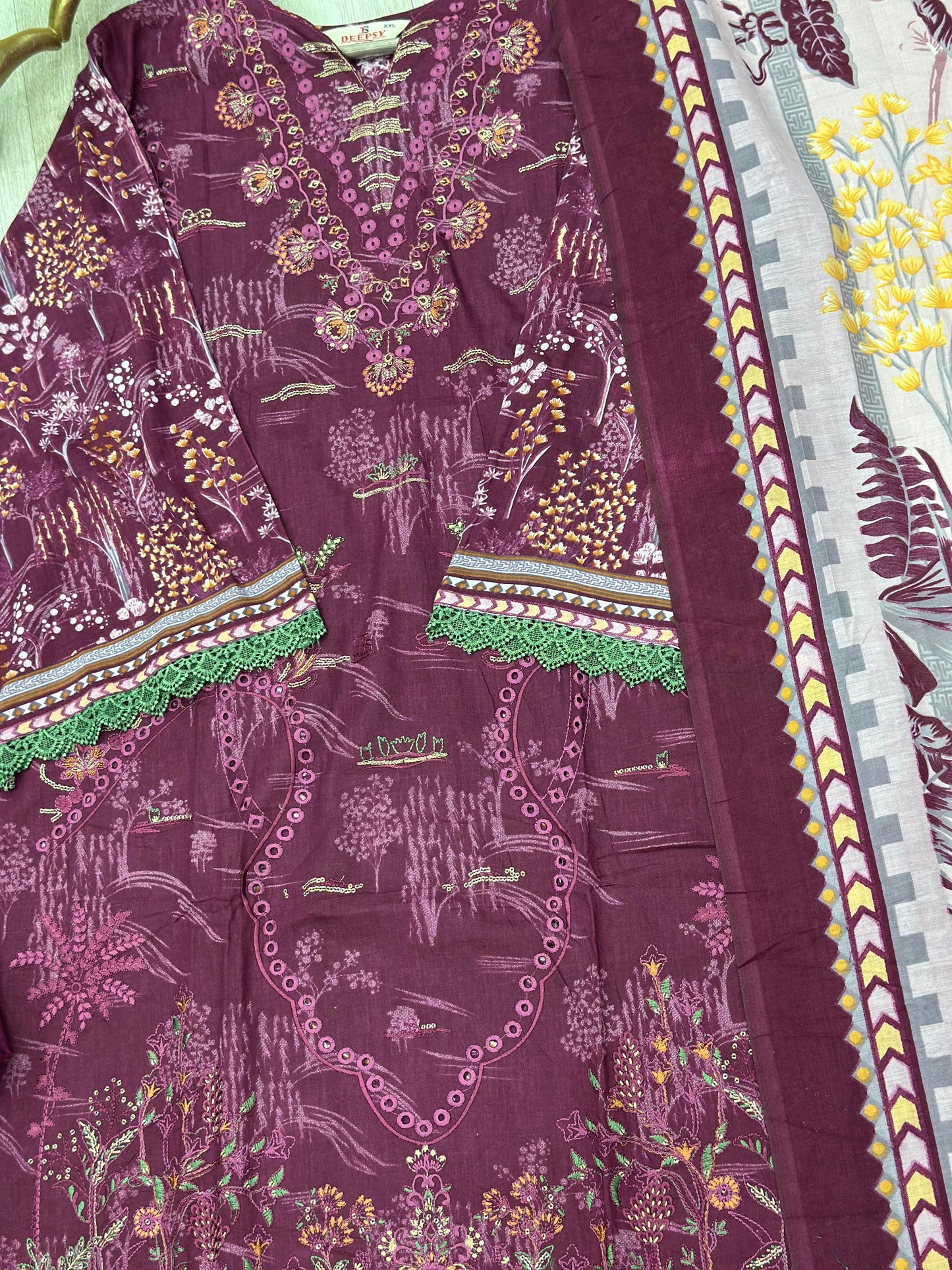 628 Premium Pakistani Lawn Suit - Terracotta