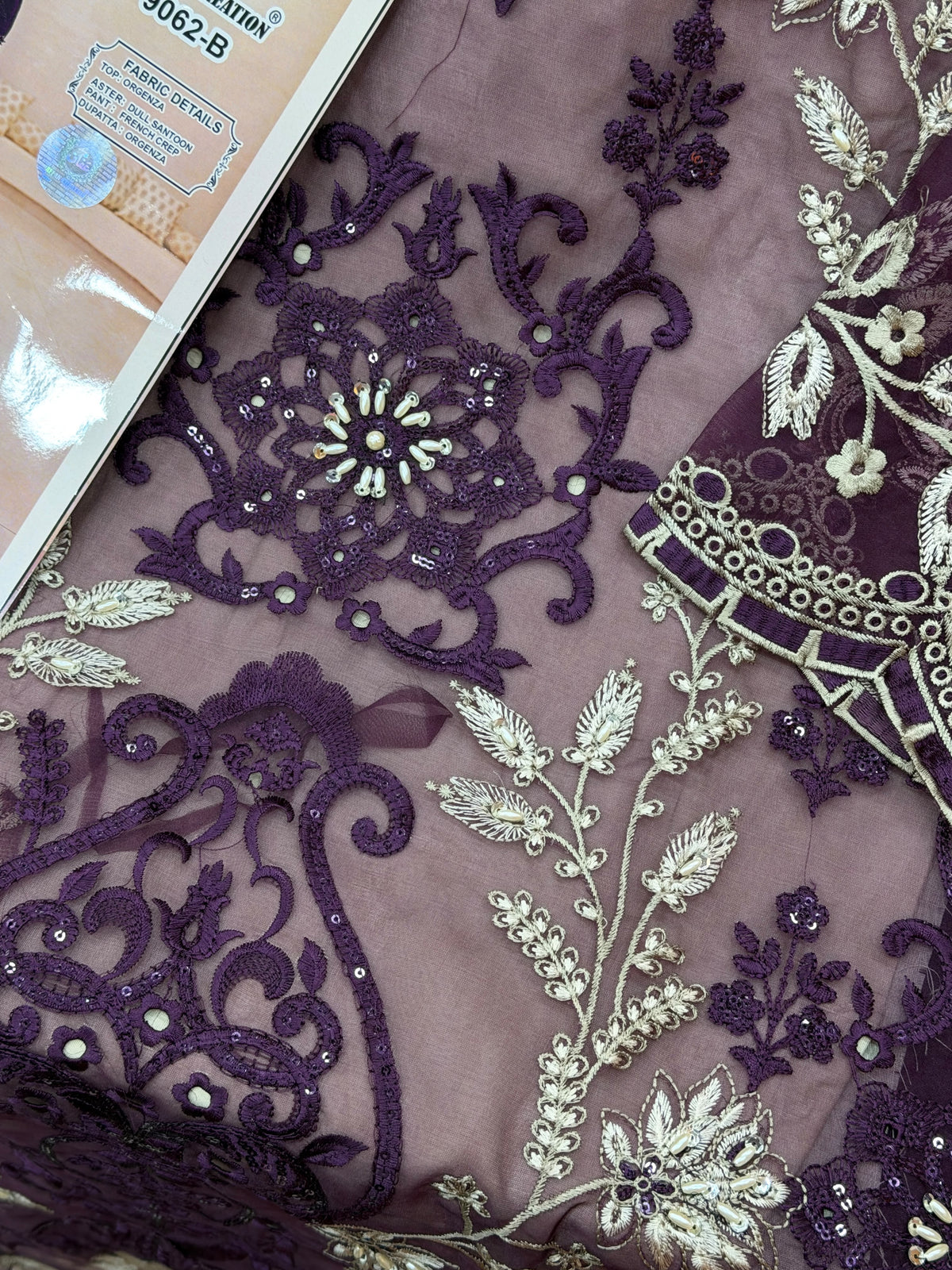 1437 Pakistani Unstitched Partywear - Purple