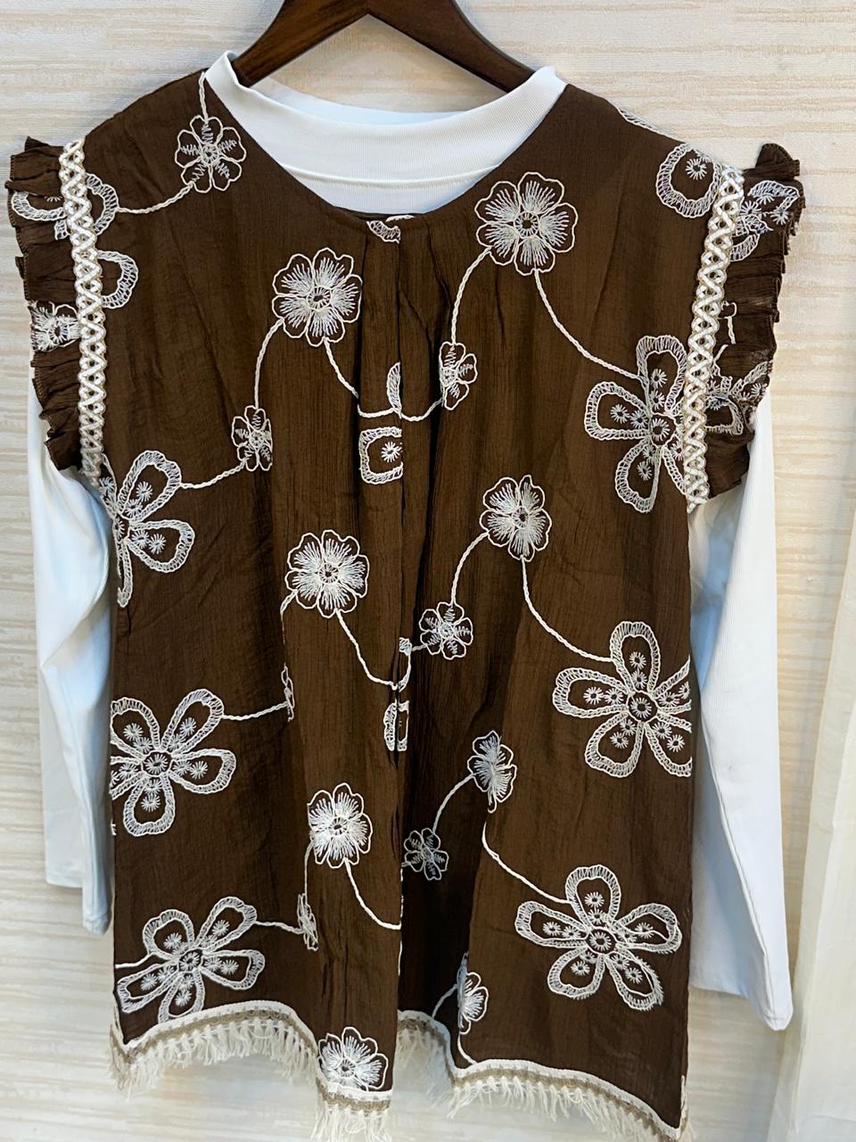 896 Flared Coord Set - Brown