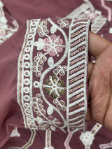 653 Pakistani Embroidered Frock Set - Onion Pink