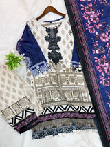 1450 Pakistani Embroidered Suit - Cream