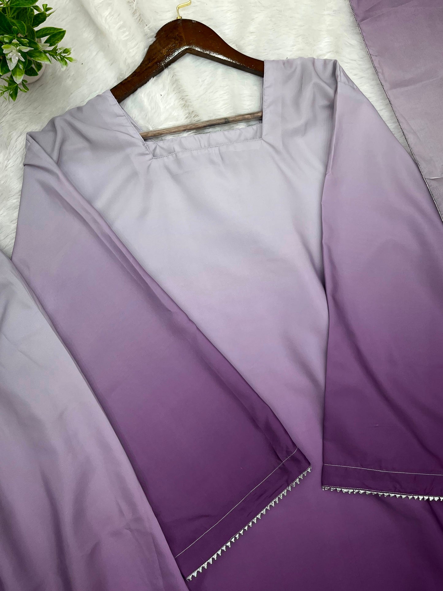 1245 Ombere Shade Coord Set - White/Purple