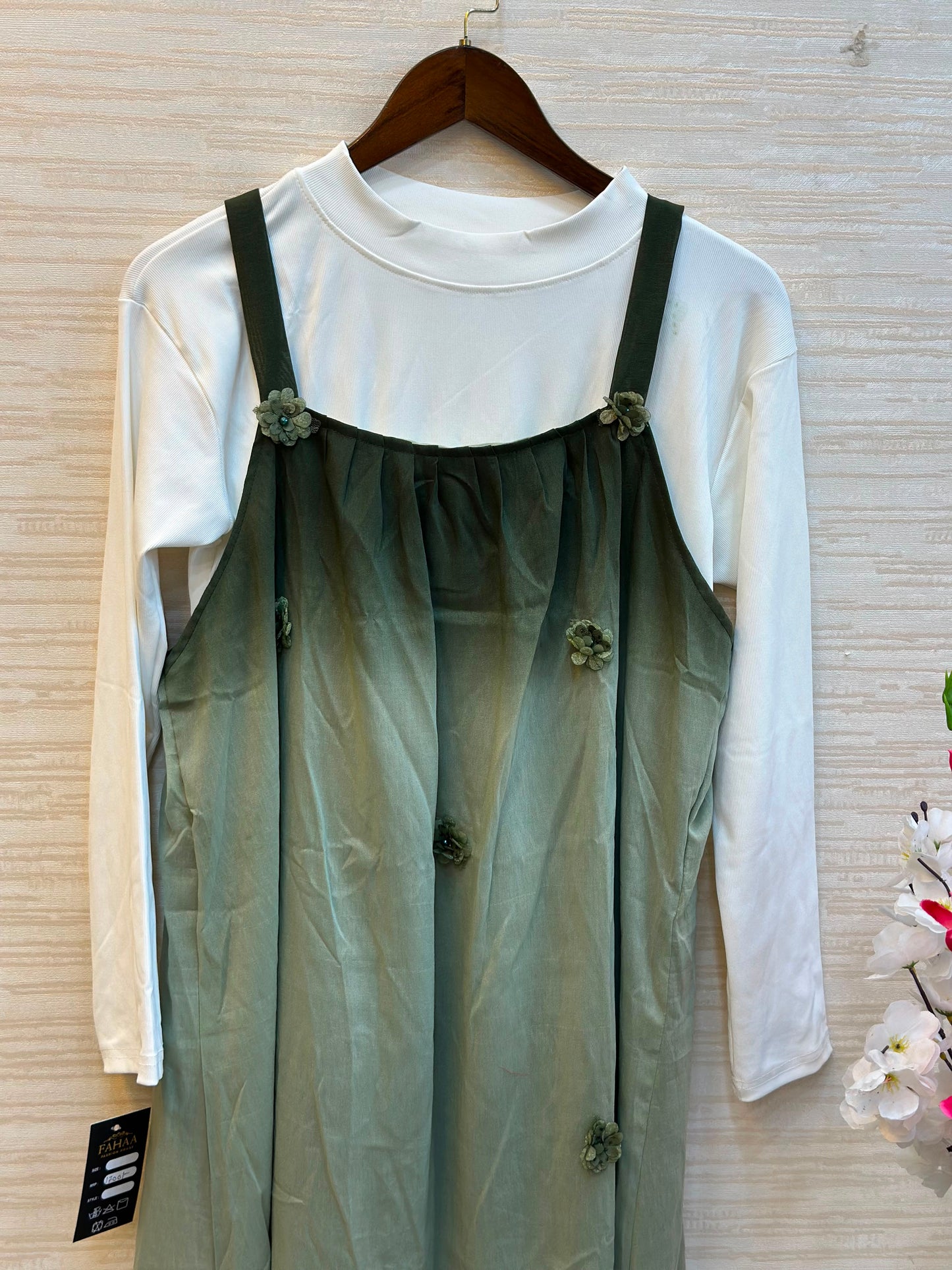 1015 Floral Flare Coord Set - Sage Green
