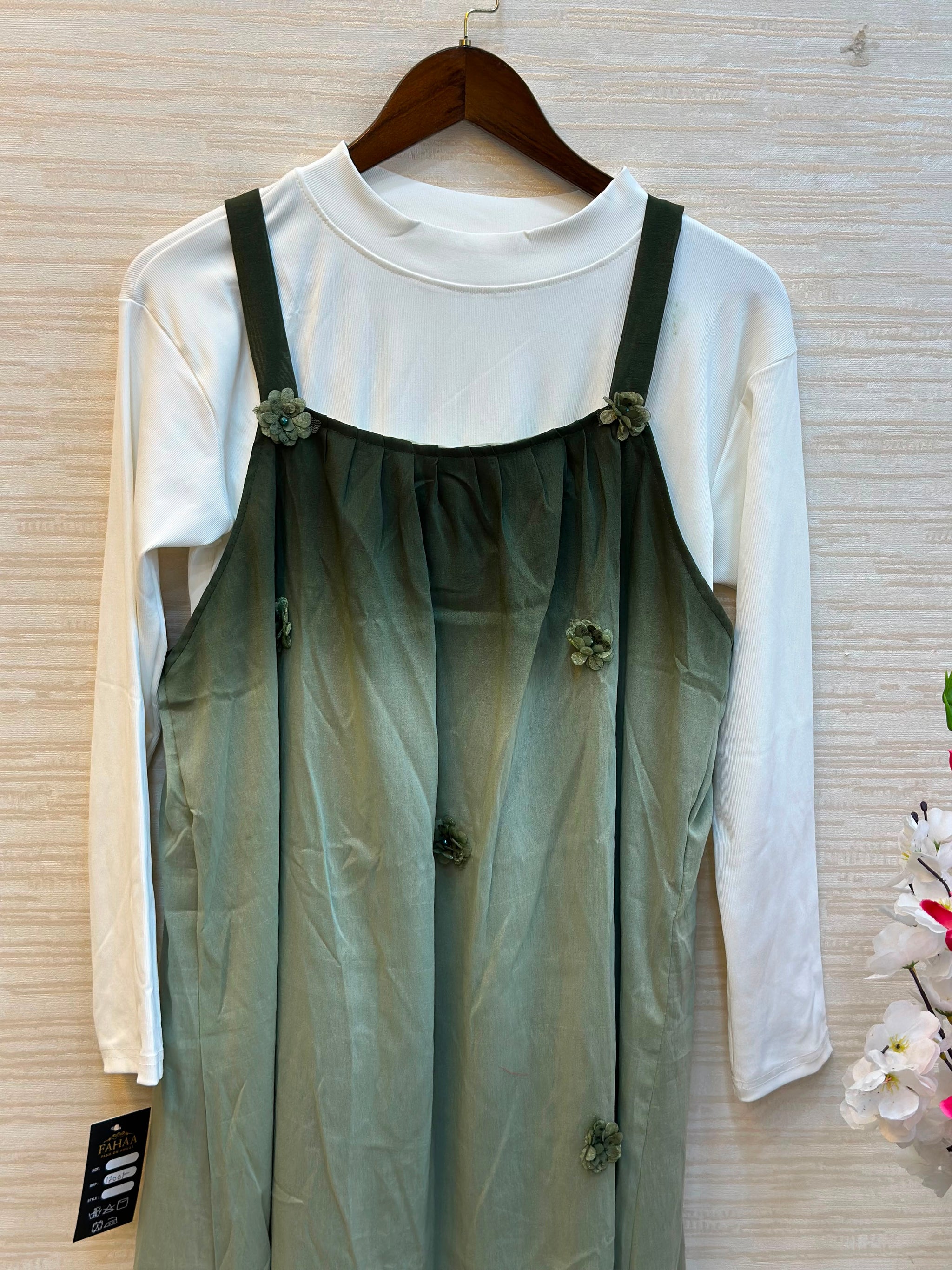 1015 Floral Flare Coord Set - Sage Green