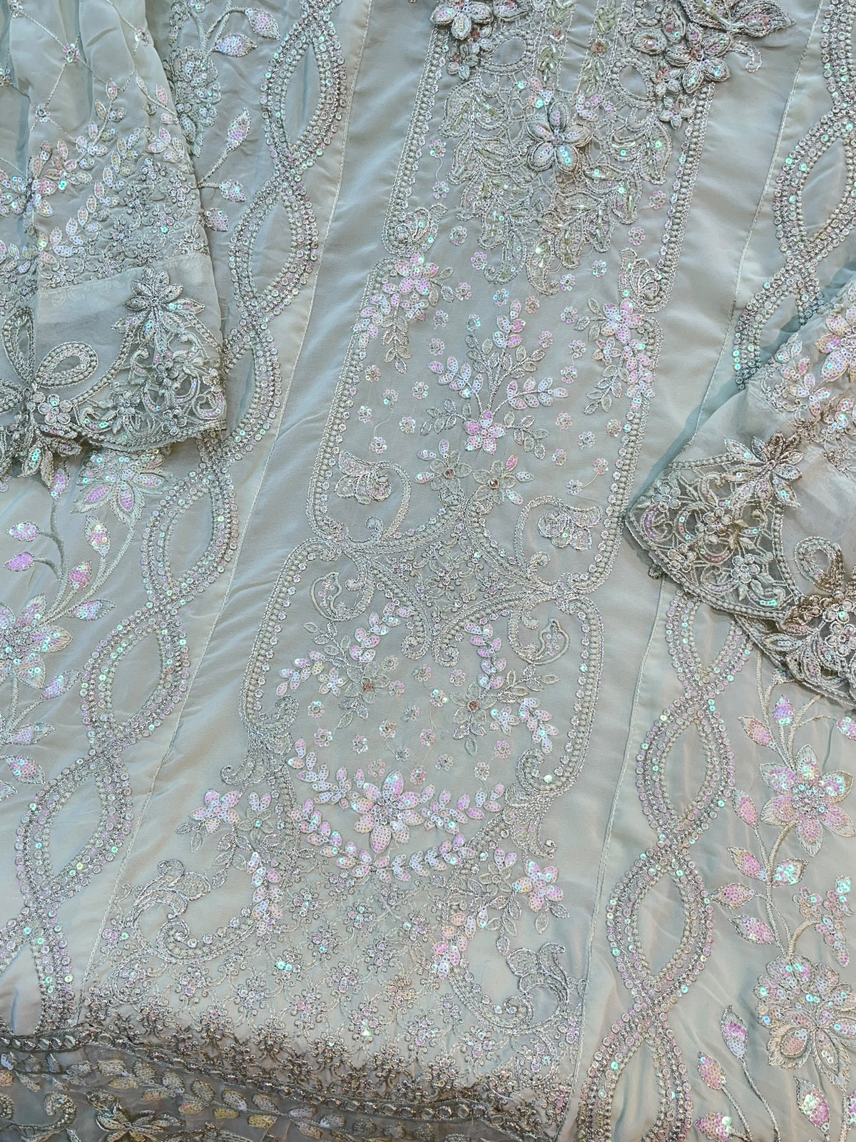 1488 Pakistani Unstitched Party Wear - Pista Green