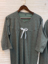 1014 Korean Bow Night Wear - Moss Green