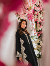 1338 Pakistani Embroidered Coord Set - Black