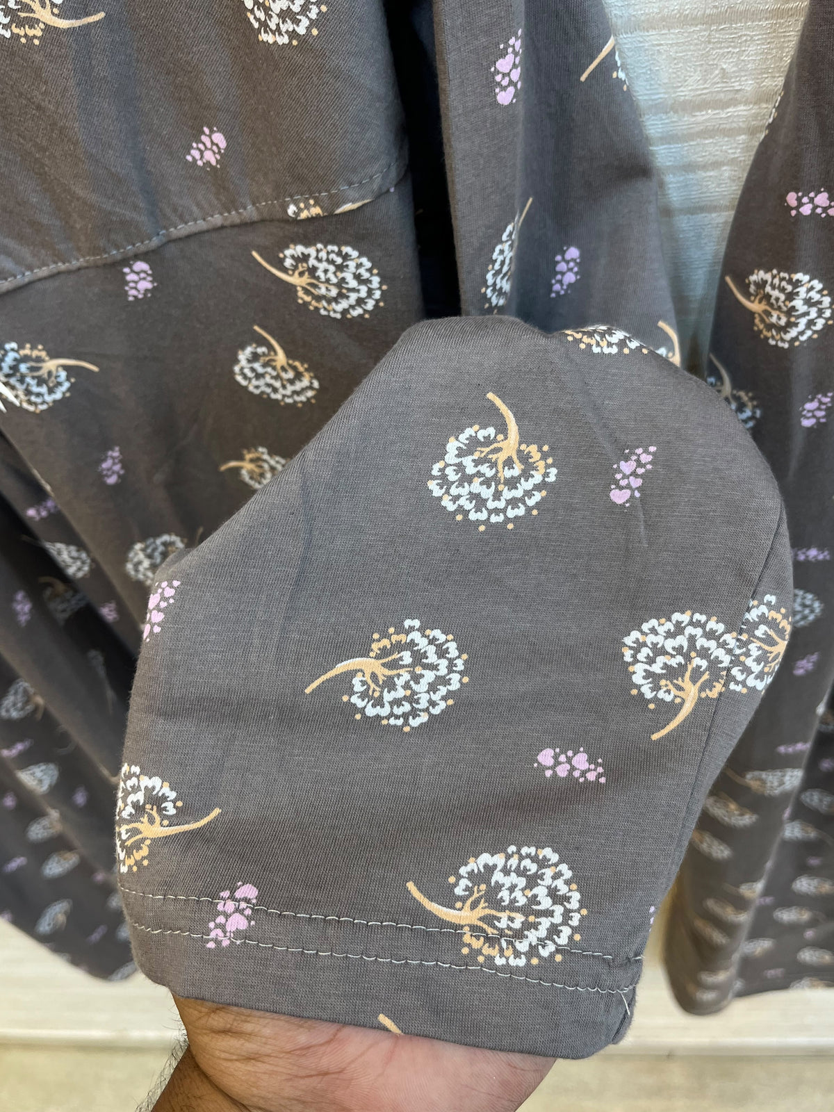 1447 Korean Bow Night Wear - Steel Grey